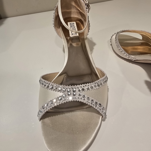 Badgley Mischka Gillian Ivory Ankle Strap Kitten Heels Womens 9.5 - Picture 4 of 11